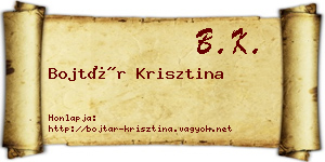 Bojtár Krisztina névjegykártya
